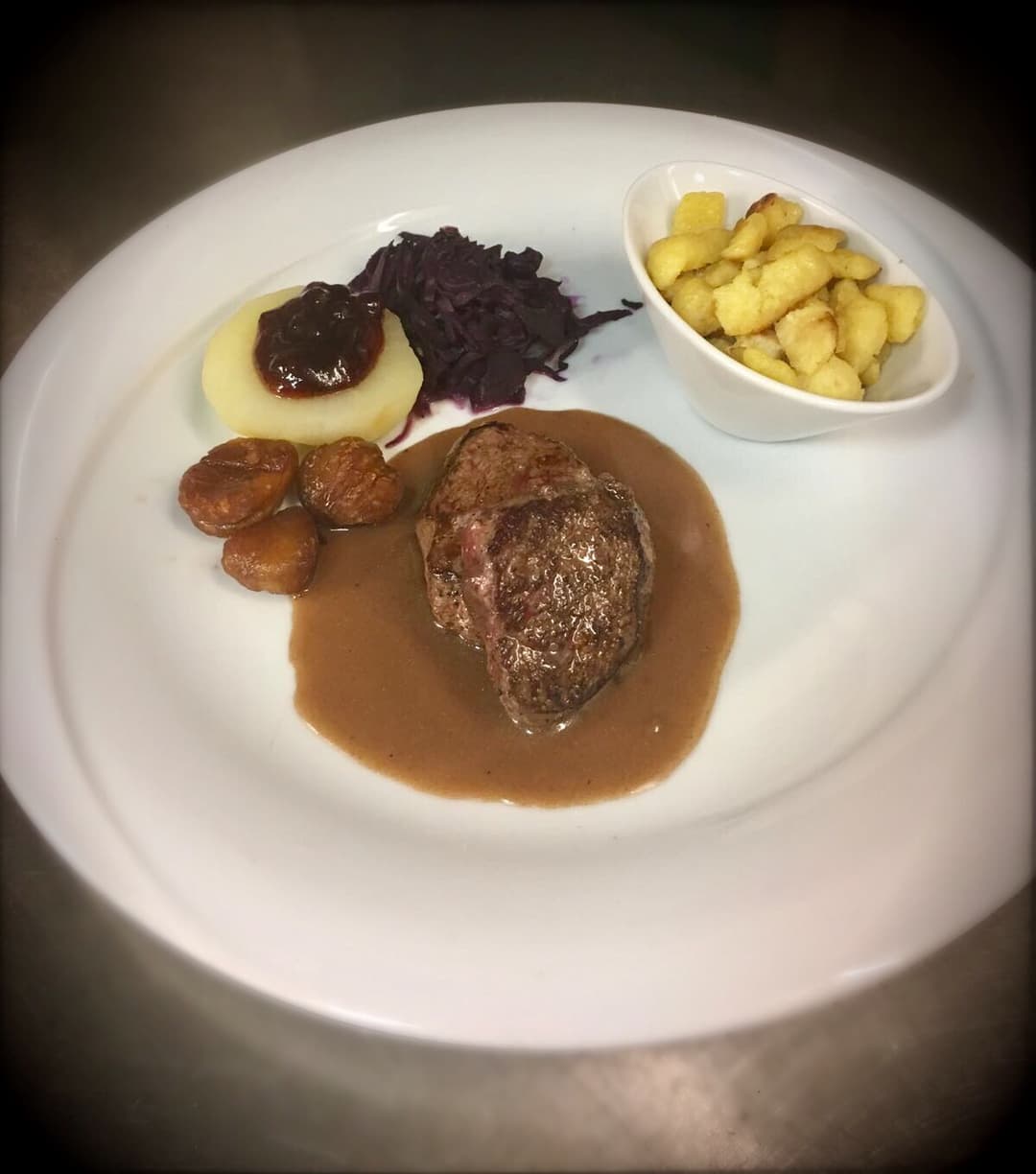 Joue de sanglier cuite à basse température - Menu dégustation