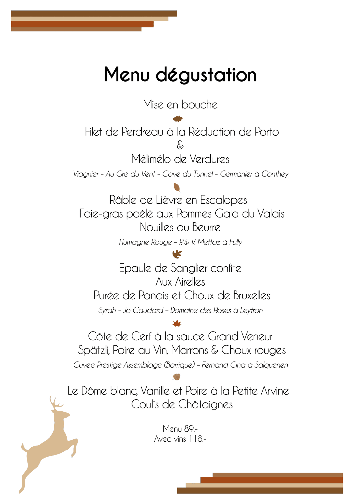 Menu Chasse